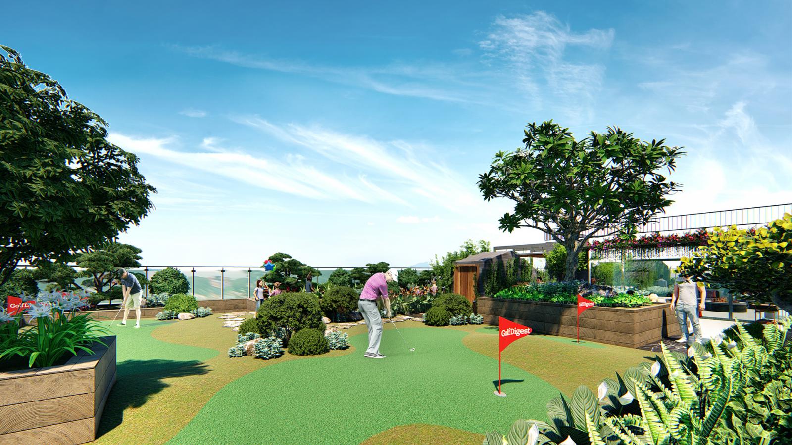 Sân golf mini trên tầng thượng của dự án TNG Village