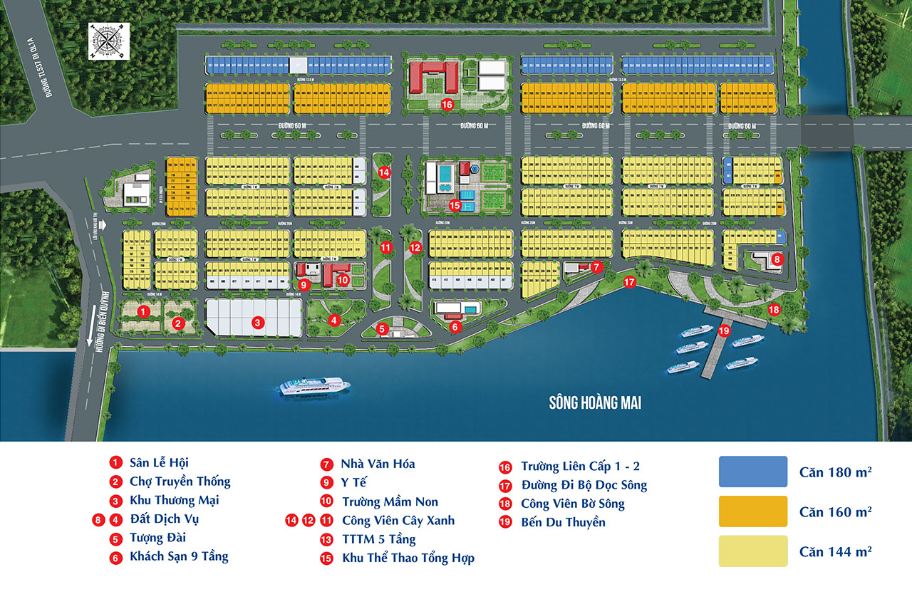 Bản đồ quy hoạch tổng thể dự án Cửa Cờn Riverside tại Hoàng Mai, Nghệ An