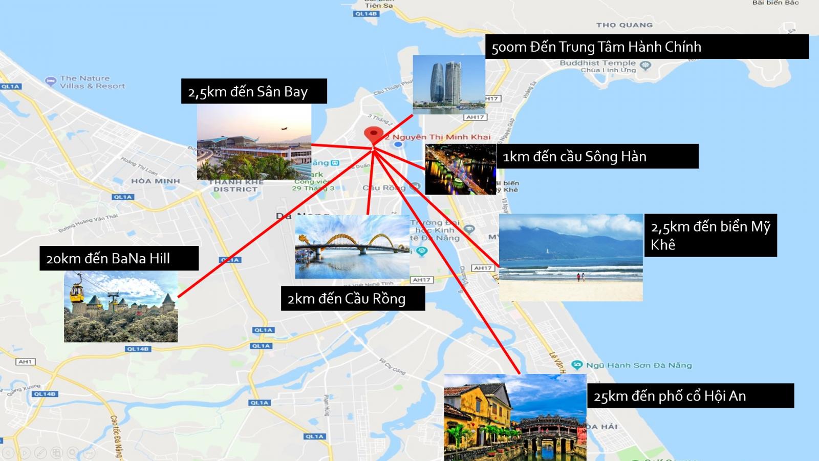Vị trí dự án Condotel Center Point Đà Nẵng trên bản đồ