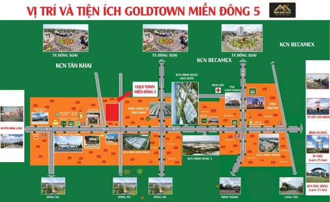 Vị trí KDC Gold Town Miền Đông 5 trên bản đồ
