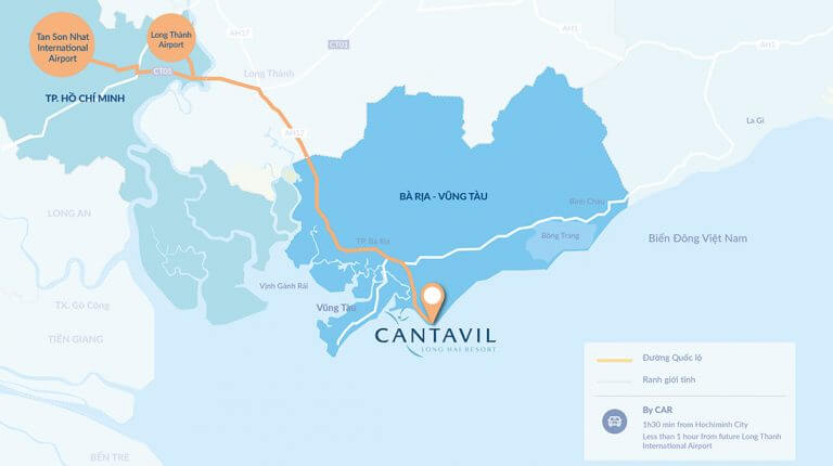 Vị trí dự án Cantavil Long Hải Resort trên bản đồ